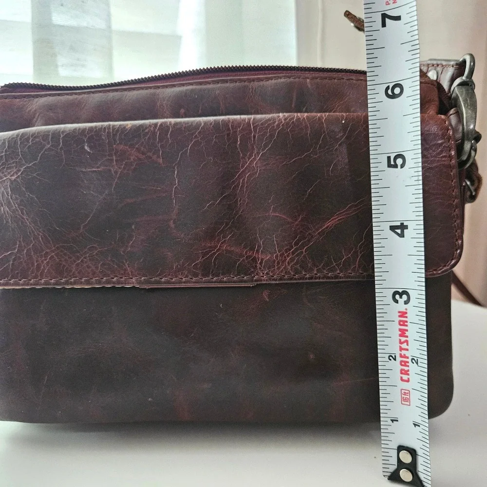 Lady Conceal Leather Crossbody Bag Brown Organizer Concealed Carry CCW Purse